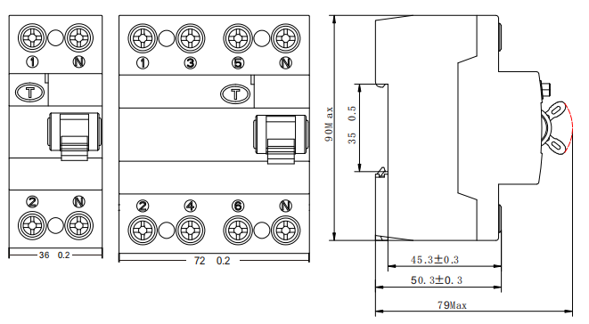 RCD EKL1-125H Größe